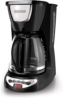 BLACK+DECKER DCM100B 12-Cup Programmable Coffeemaker with Glass Carafe, Black, One Size