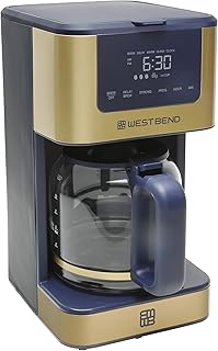 West Bend Timeless 12-Cup Programmable Coffee Maker with Brew Strength Selector for Hot and Iced Coffee, Includes 1-4 Cup Brew Option and Permanent Filter